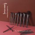 Set de pinceau de maquillage végétalien de luxe de poignée en bois